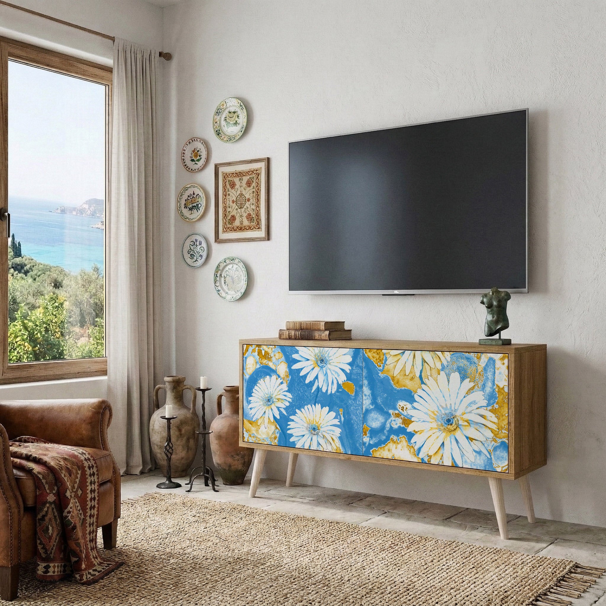 DAISY LUXE Kompakt TV-bänk med 2 dörrar