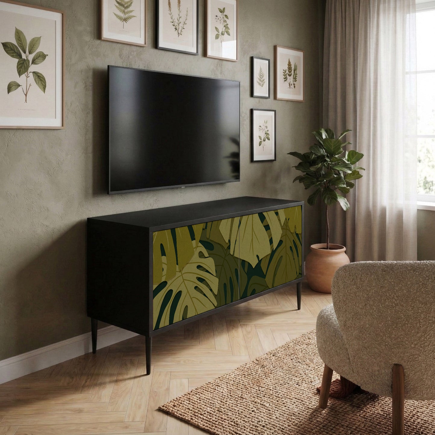 TROPICAL BEAUTY Kompakt TV-bänk med 2 dörrar
