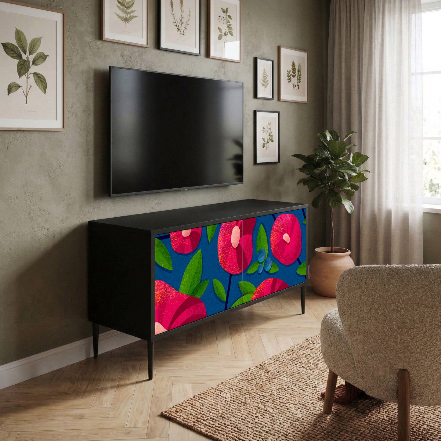 SPRING THOUGHTS Kompakt TV-bänk med 2 dörrar