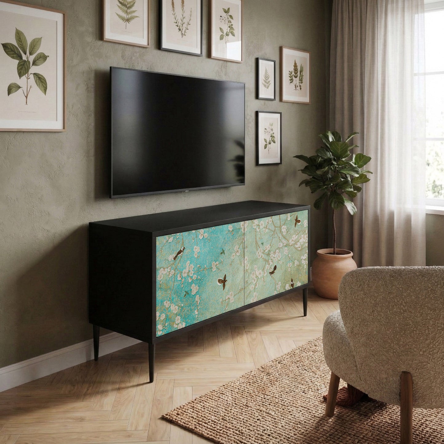 BLOOMING CHARM Kompakt TV-bänk med 2 dörrar