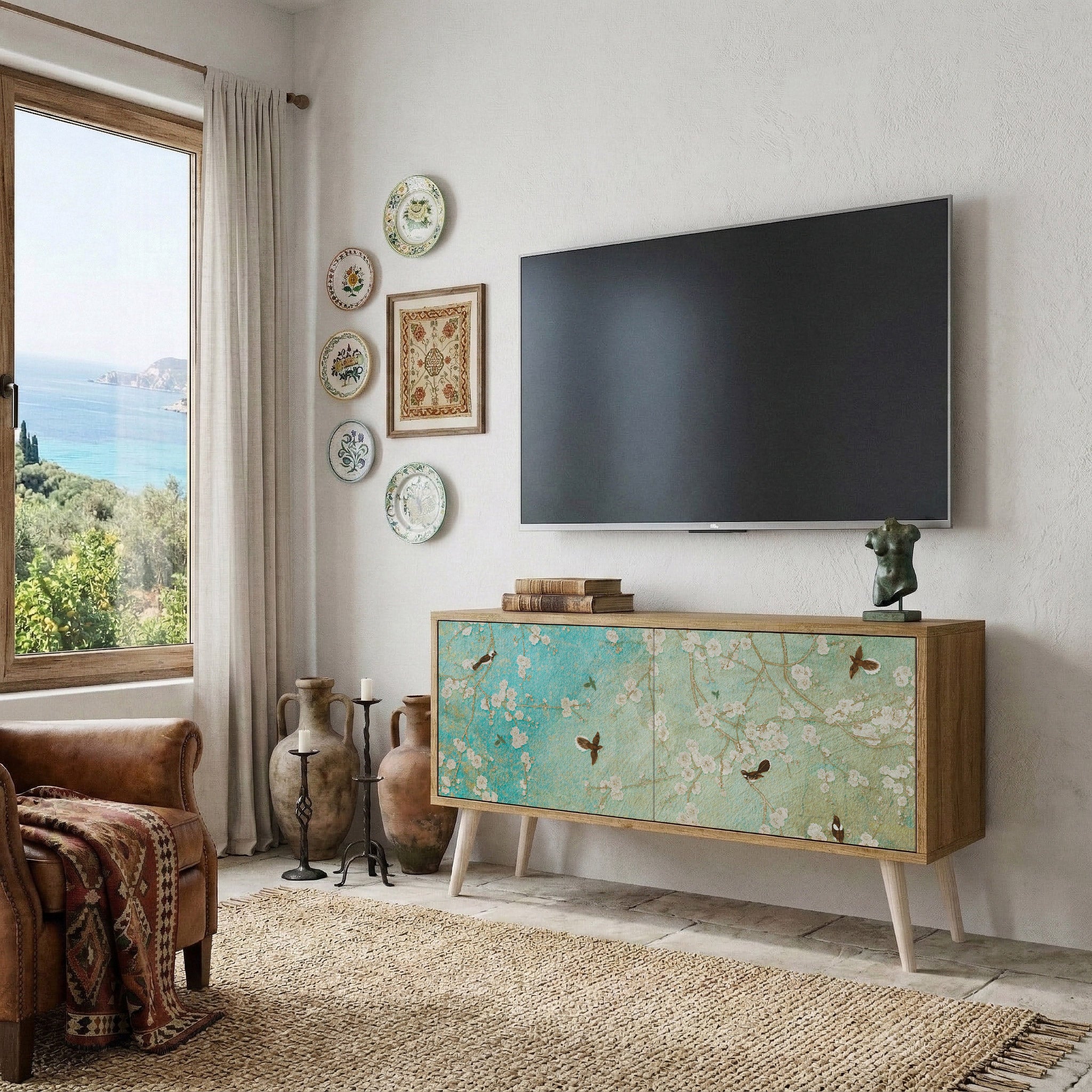 BLOOMING CHARM Kompakt TV-bänk med 2 dörrar