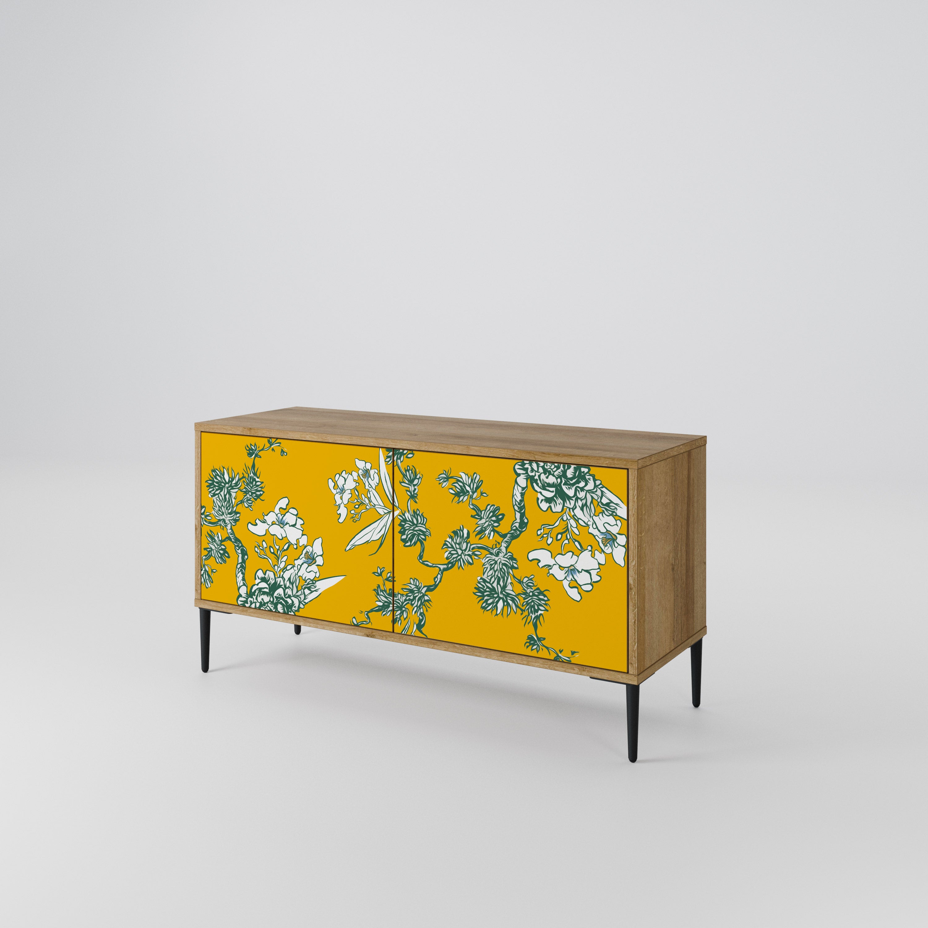 YELLOW CHINOISERIE Compact 2-Door TV Cabinet