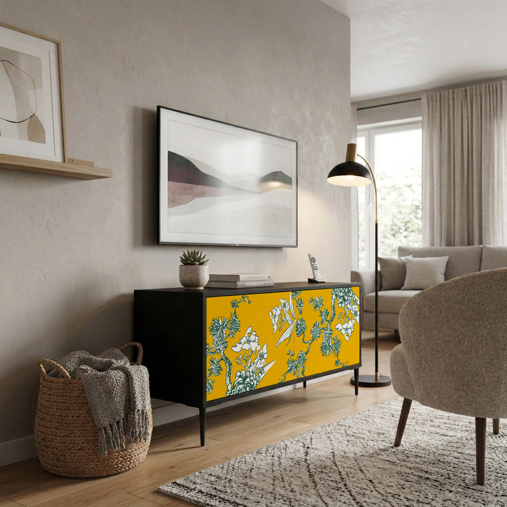 YELLOW CHINOISERIE Kompakt TV-bänk med 2 dörrar