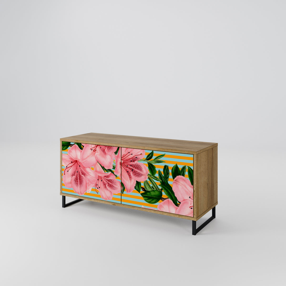 FRAGILE BEAUTY Kompakt TV-bänk med 2 dörrar