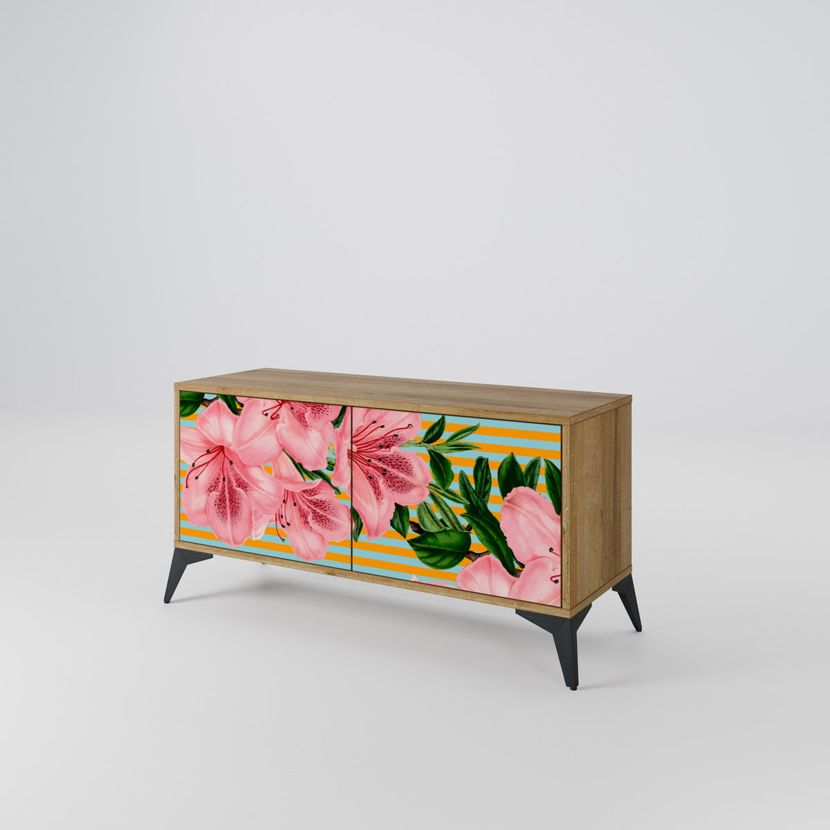 FRAGILE BEAUTY Kompakt TV-bänk med 2 dörrar