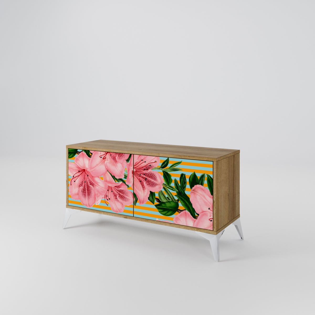 FRAGILE BEAUTY Kompakt TV-bänk med 2 dörrar