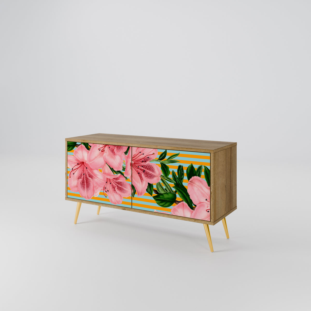 FRAGILE BEAUTY Kompakt TV-bänk med 2 dörrar