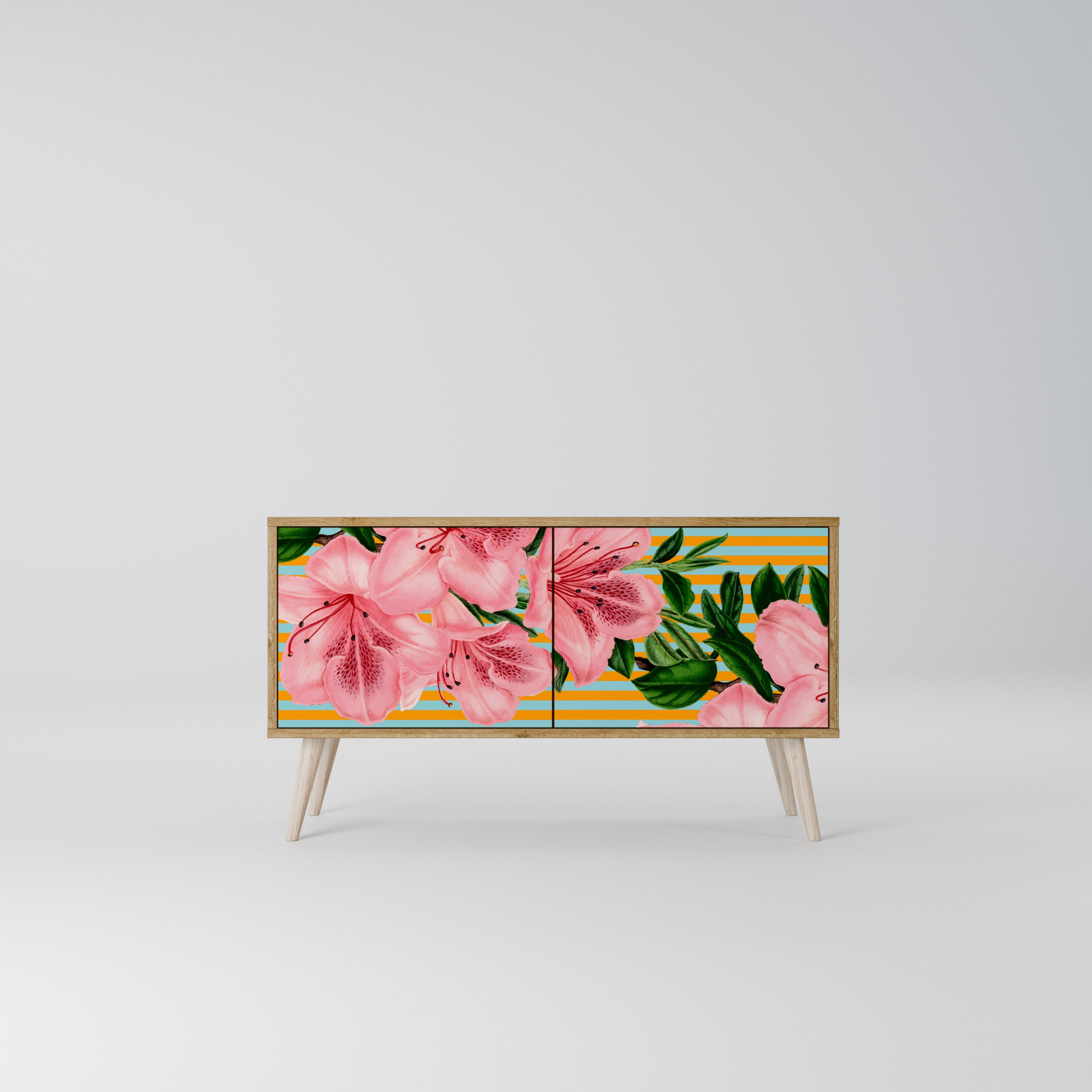 FRAGILE BEAUTY Kompakt TV-bänk med 2 dörrar