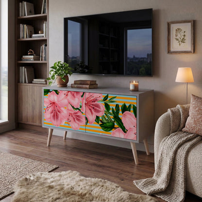 FRAGILE BEAUTY Kompakt TV-bänk med 2 dörrar