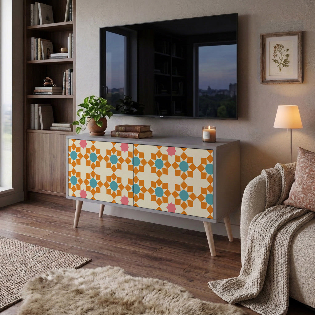 FLORAL DECOR Compact 2-Door TV Cabinet