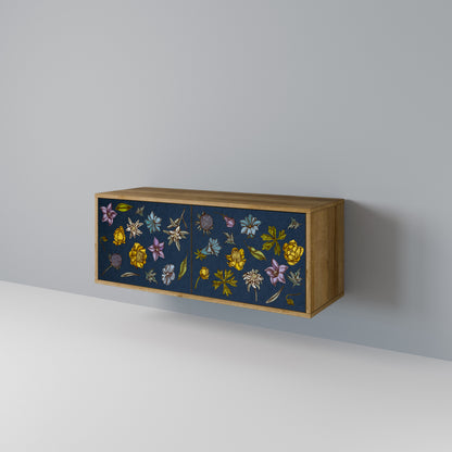 FLOWERS ON NAVY BLUE Kompakt TV-bänk med 2 dörrar