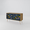 FLOWERS ON NAVY BLUE Kompakt TV-bänk med 2 dörrar
