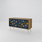 FLOWERS ON NAVY BLUE Kompakt TV-bänk med 2 dörrar
