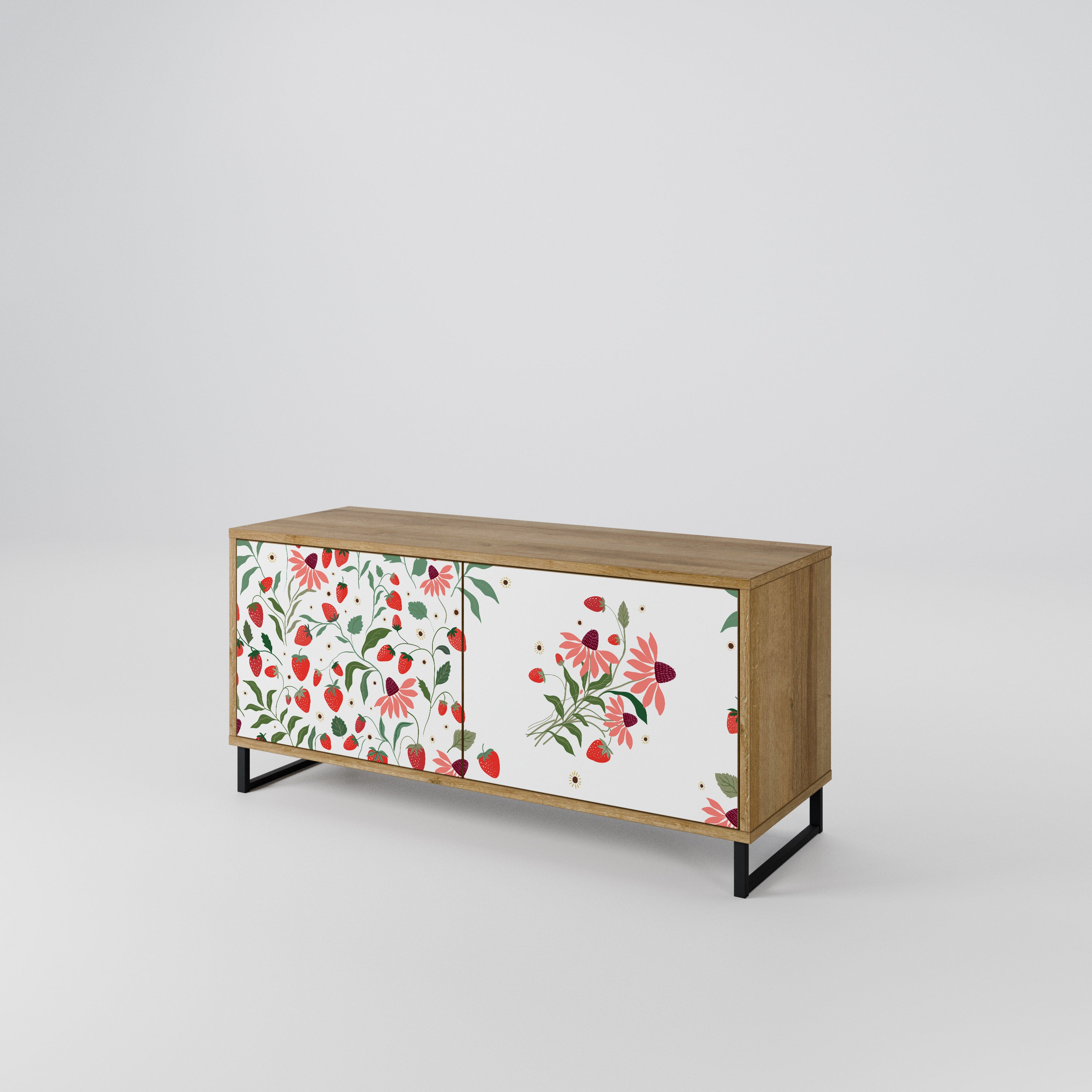 BLOMMOR OCH JORDGUBBAR Kompakt TV-skåp med 2 dörrar