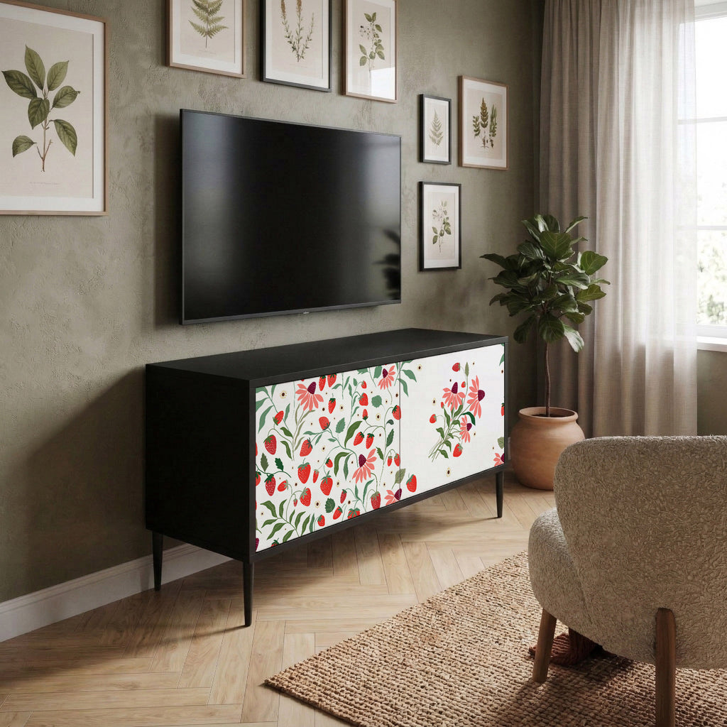 FLOWERS AND STRAWBERRIES Kompakt TV-bänk med 2 dörrar