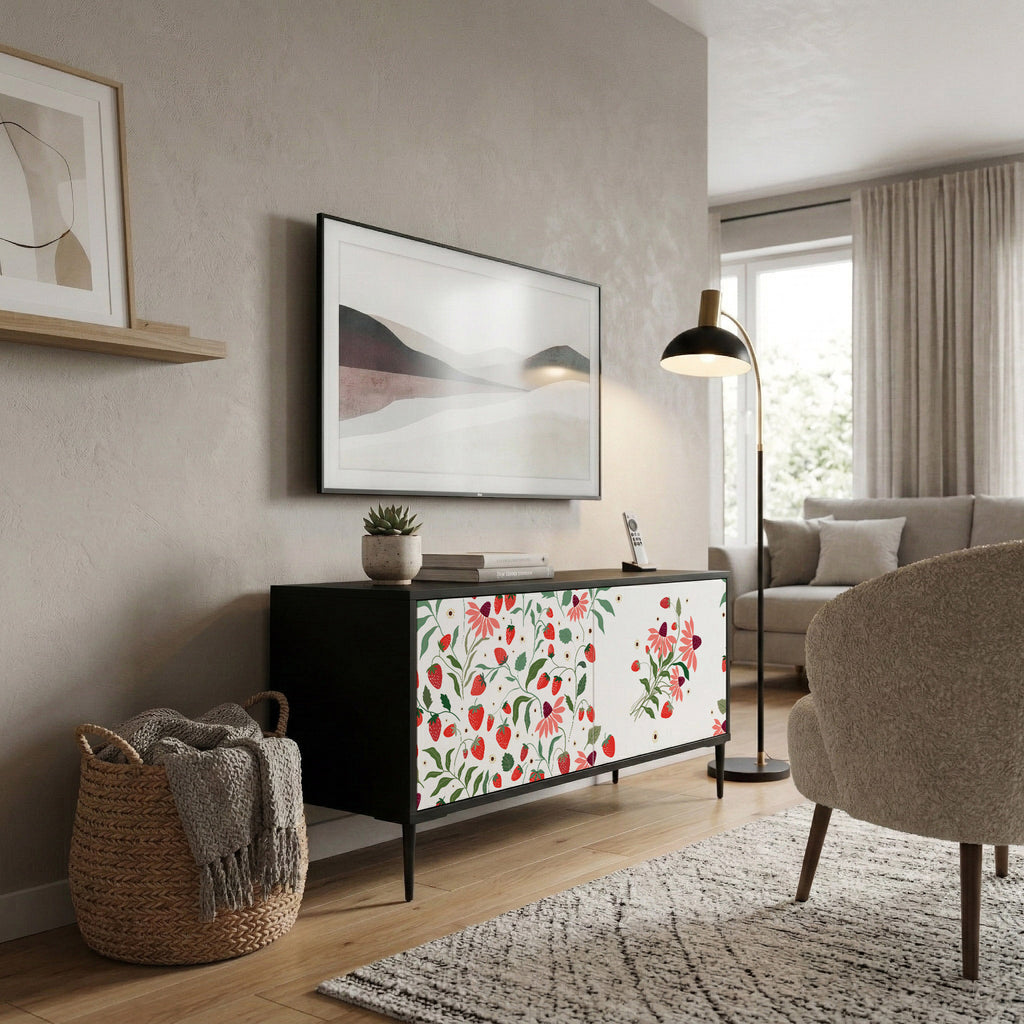 FLOWERS AND STRAWBERRIES Kompakt TV-bänk med 2 dörrar
