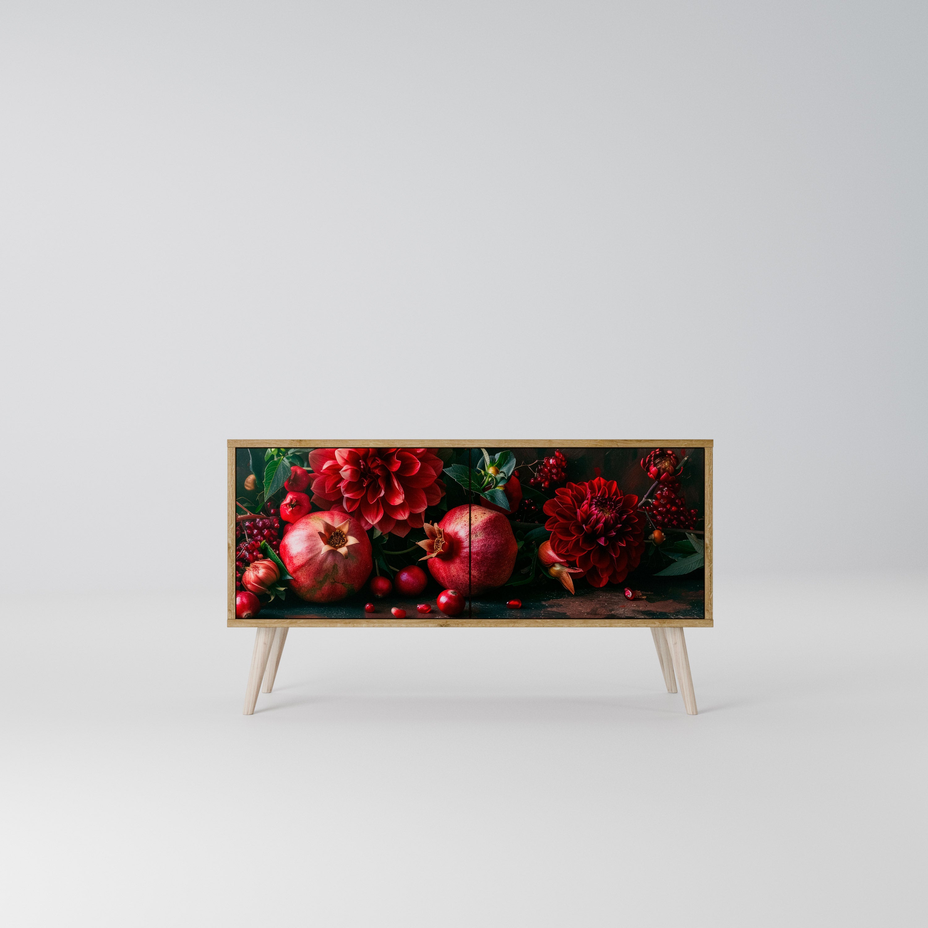 DAHLIAS AND POMEGRANATES Compact 2-Door TV Cabinet