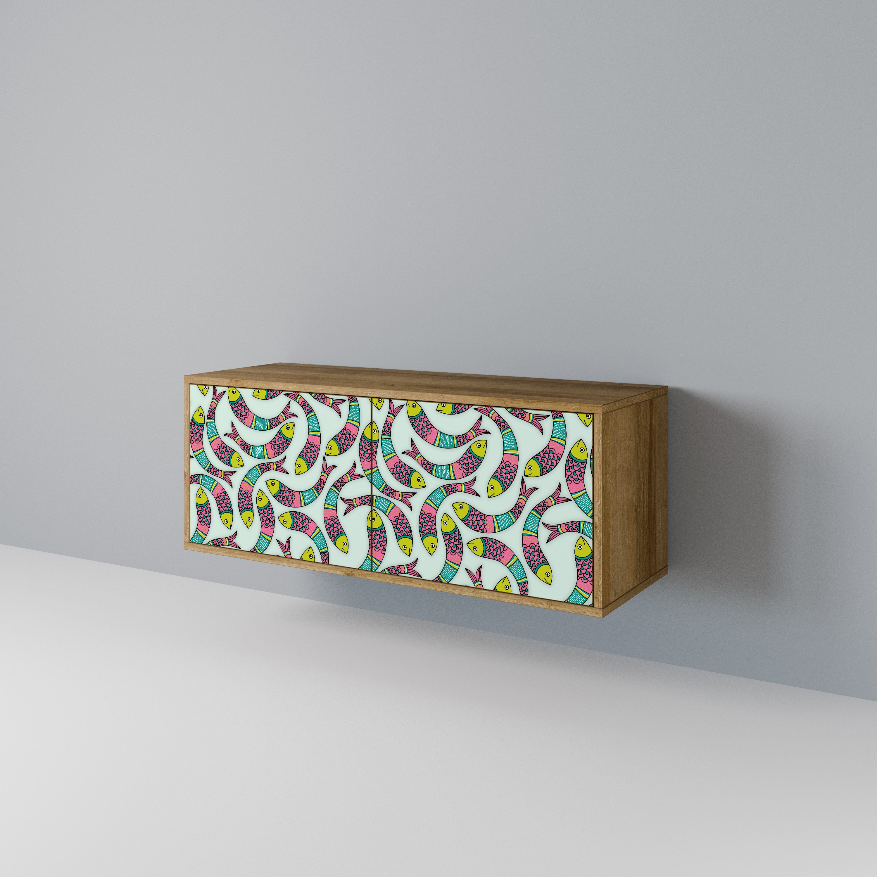 INDIAN FISH Kompakt TV-skåp med 2 dörrar