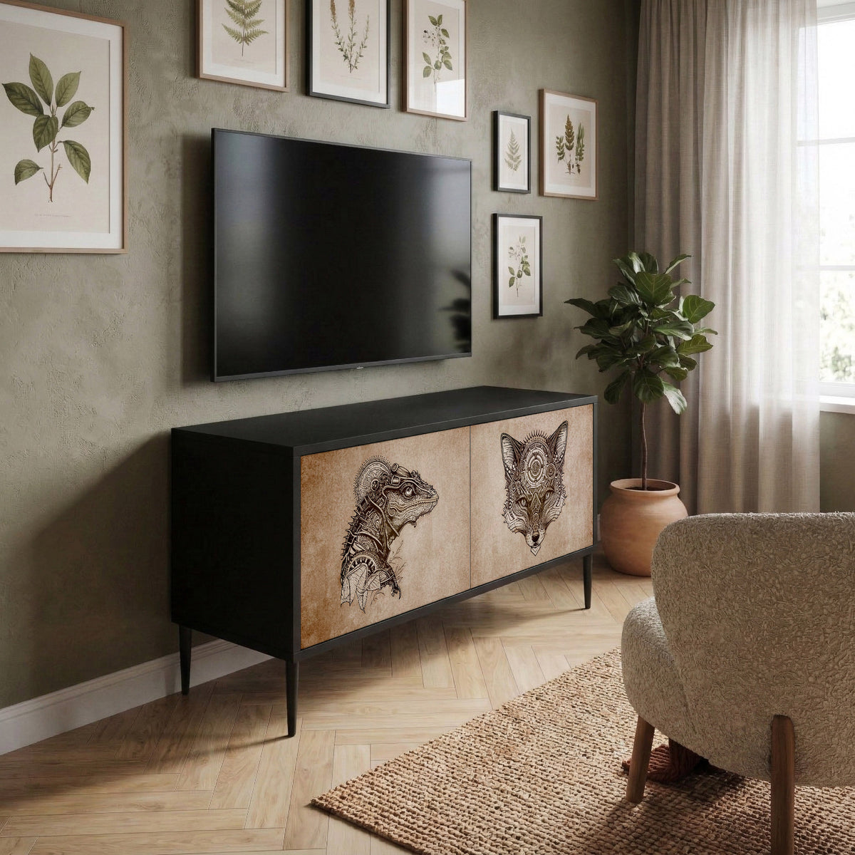 STEAMPUNK CLAN Kompakt TV-bänk med 2 dörrar