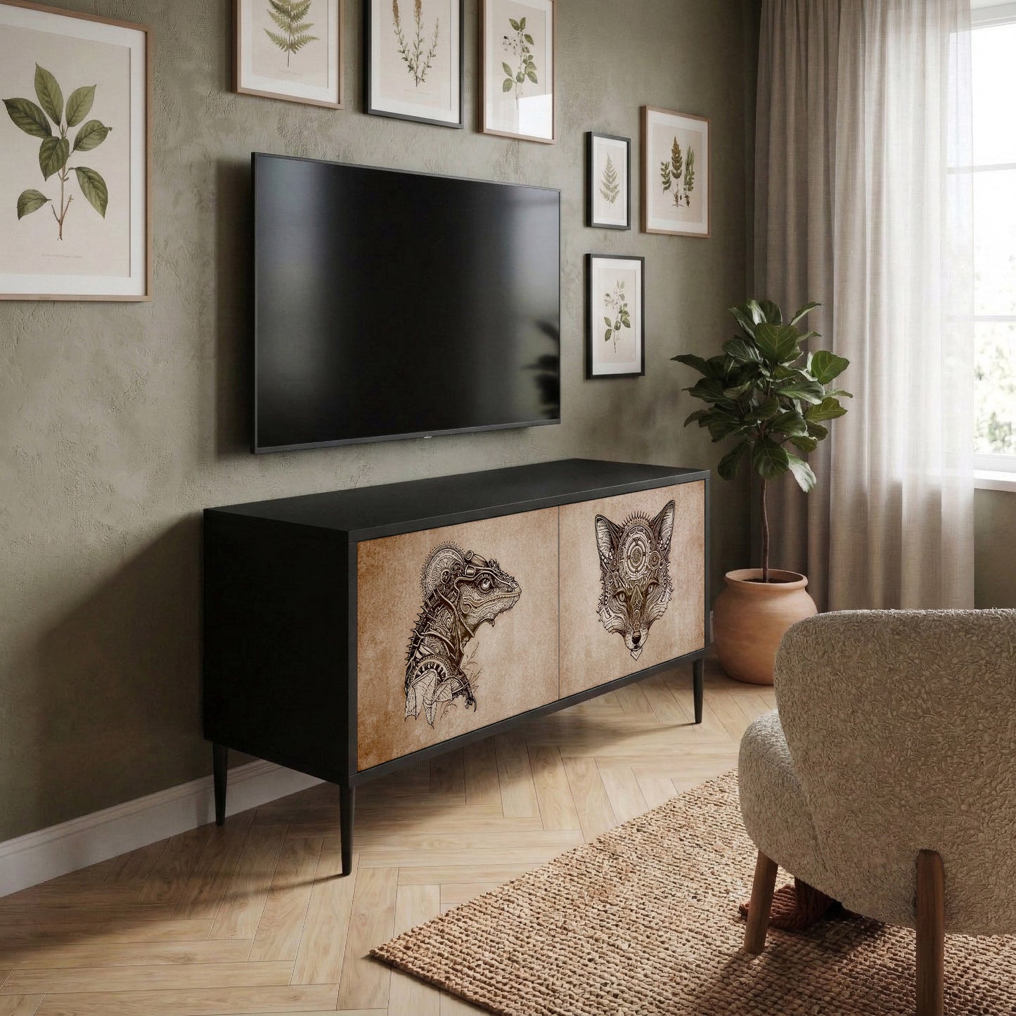 STEAMPUNK CLAN Kompakt TV-bänk med 2 dörrar