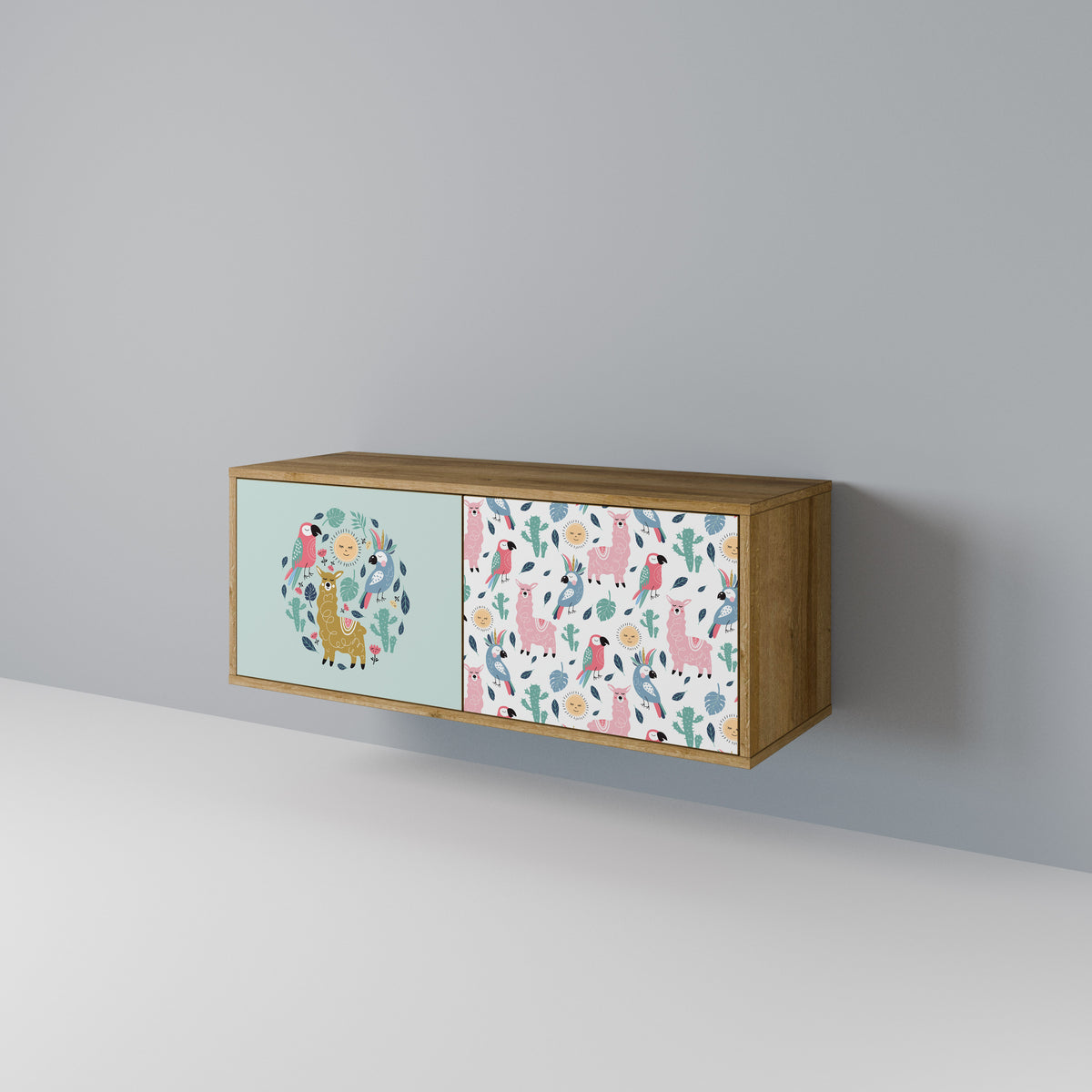 COLORFUL ALPACAS Kompakt TV-bänk med 2 dörrar