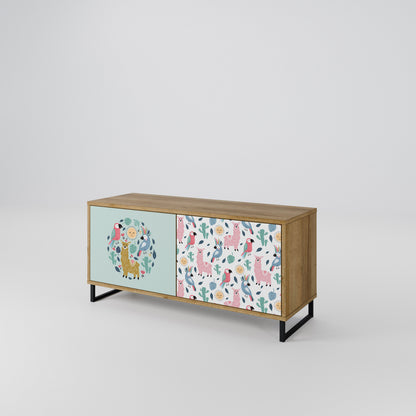 COLORFUL ALPACAS Kompakt TV-bänk med 2 dörrar