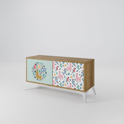COLORFUL ALPACAS Kompakt TV-bänk med 2 dörrar
