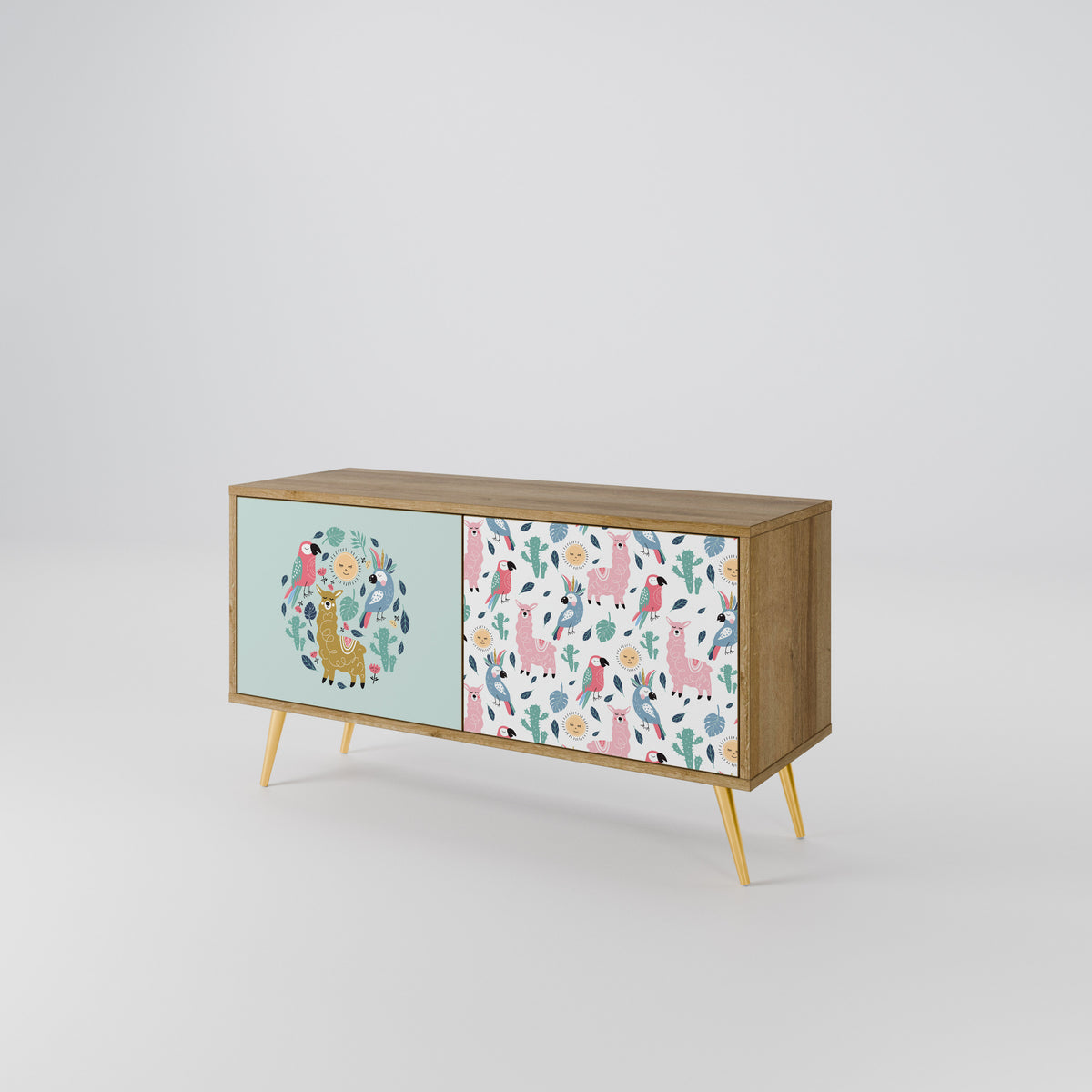 COLORFUL ALPACAS Kompakt TV-bänk med 2 dörrar