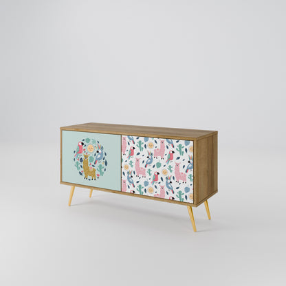 COLORFUL ALPACAS Kompakt TV-bänk med 2 dörrar