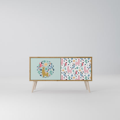 COLORFUL ALPACAS Kompakt TV-bänk med 2 dörrar