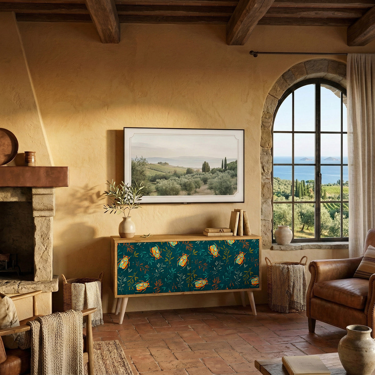 AUTUMN INSECTS Kompakt TV-bänk med 2 dörrar