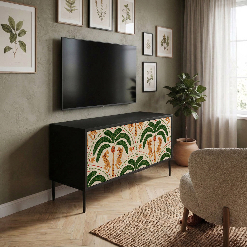 DANCING PREDATORS Kompakt TV-bänk med 2 dörrar