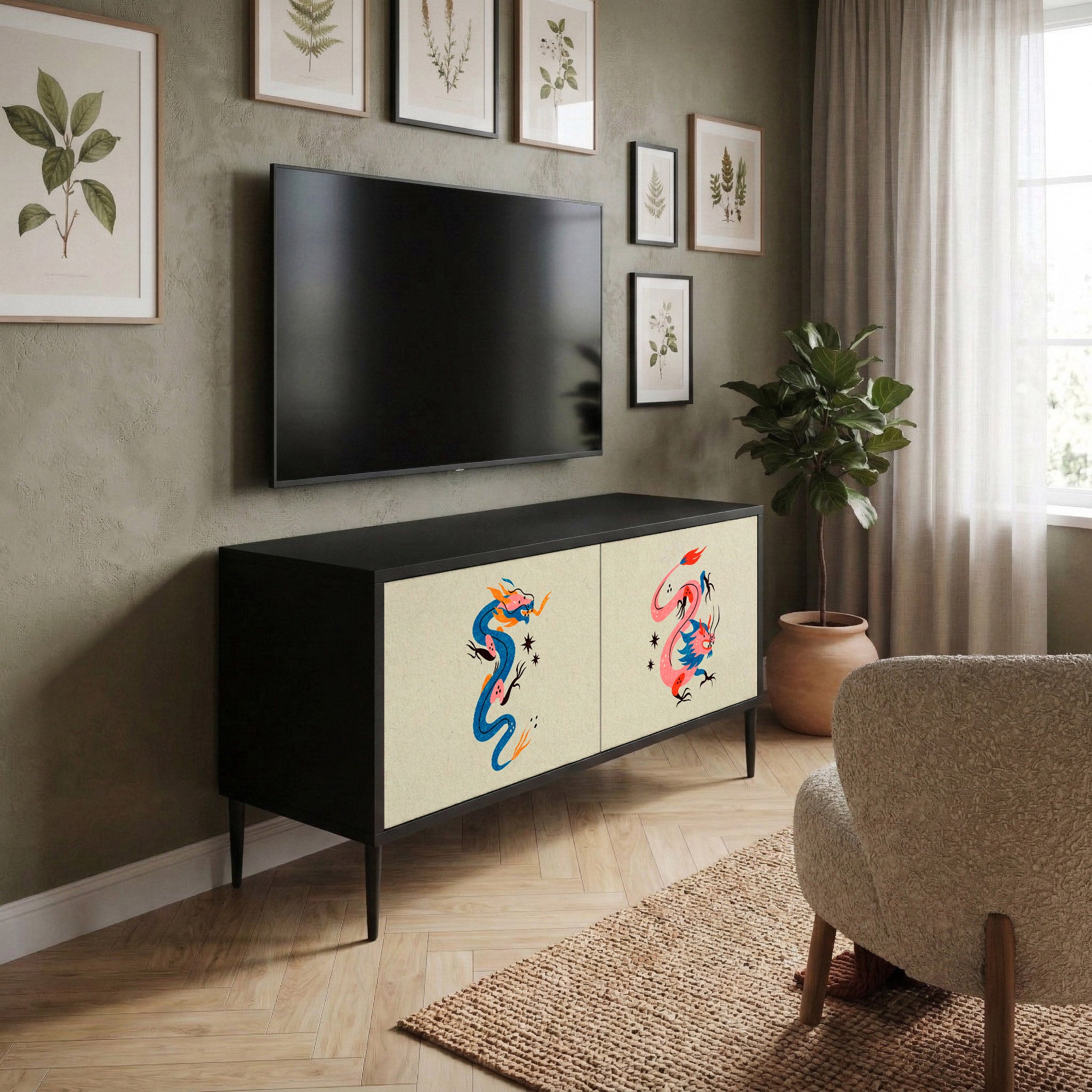 MYTHOLOGICAL CREATURES Kompakt TV-bänk med 2 dörrar
