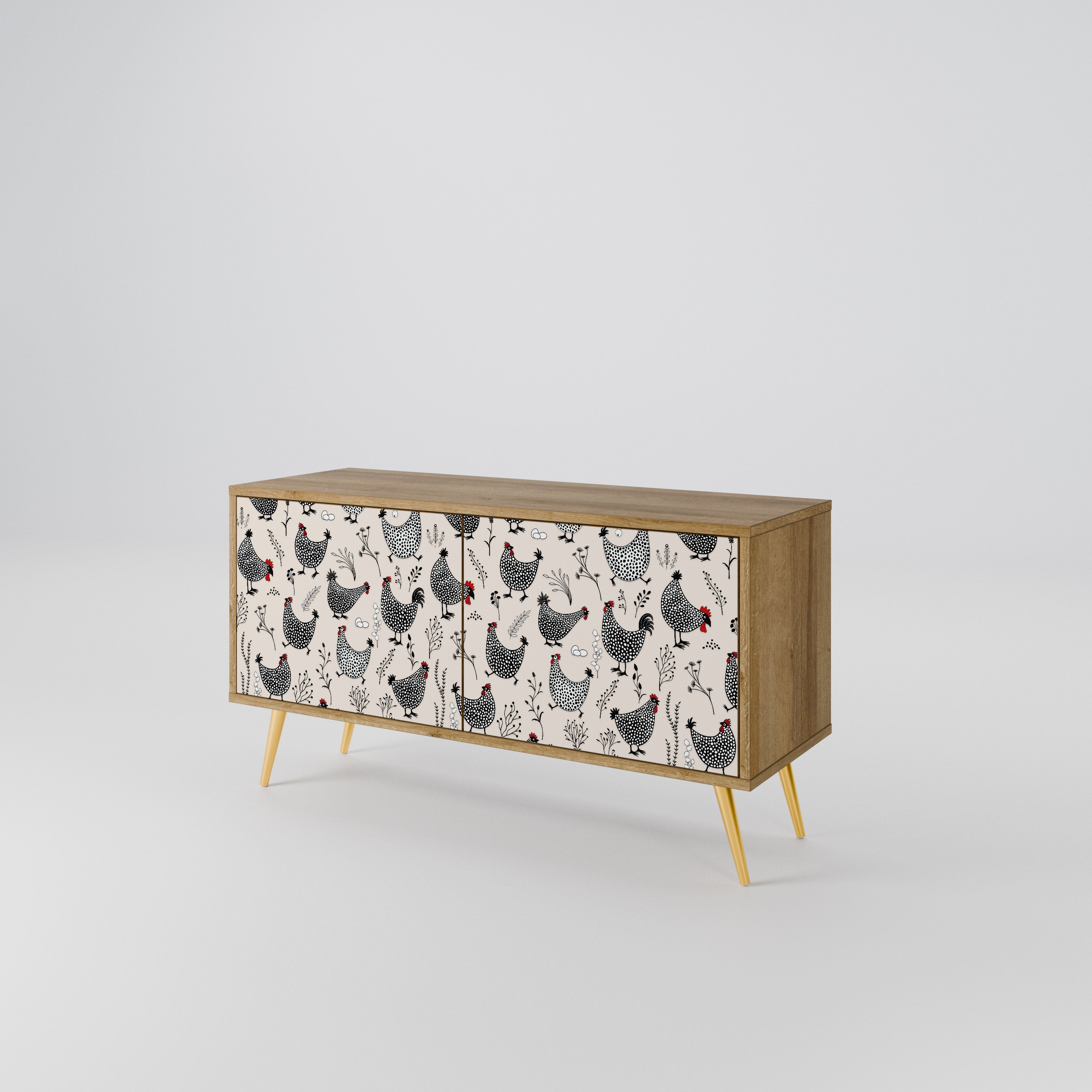 HAPPY HENS Kompakt TV-skåp med 2 dörrar