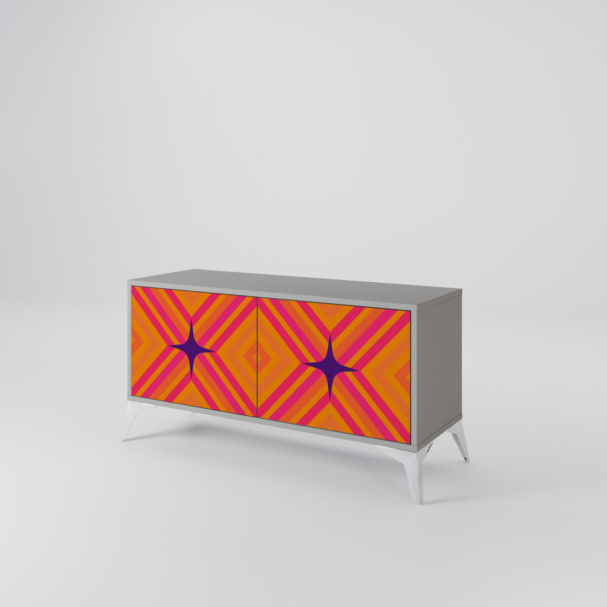 GEOMETRIC BRILLIANCE Kompakt TV-bänk med 2 dörrar