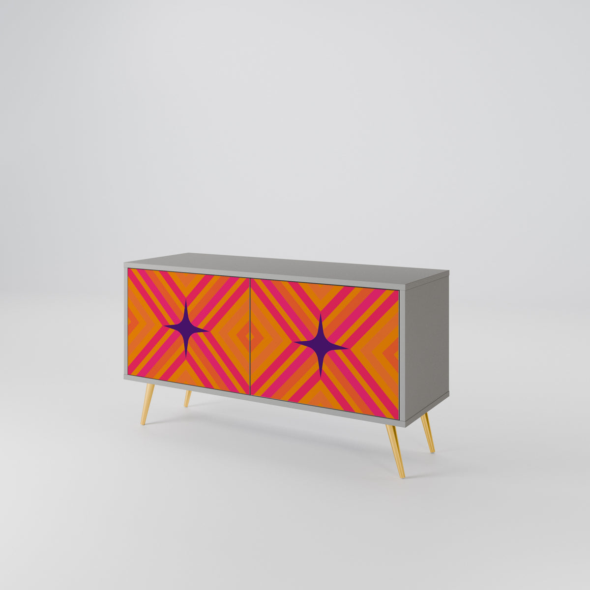 GEOMETRIC BRILLIANCE Kompakt TV-bänk med 2 dörrar