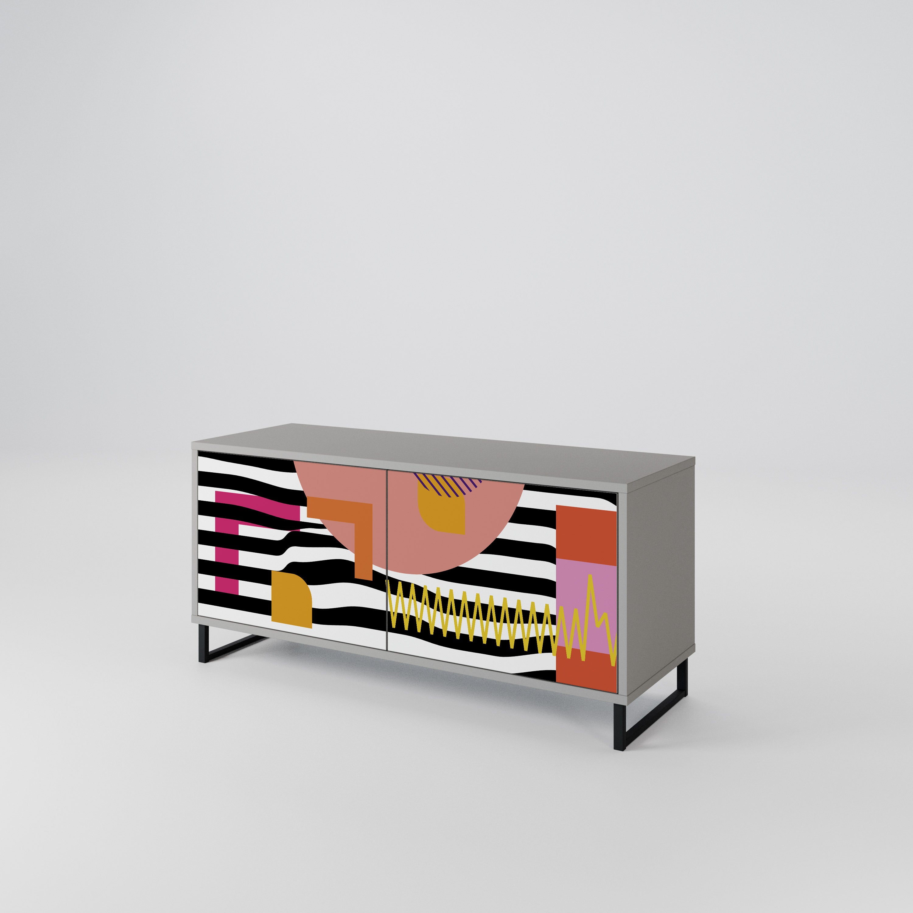 CHROMATIC ABSTRACT Compact 2-Door TV Cabinet