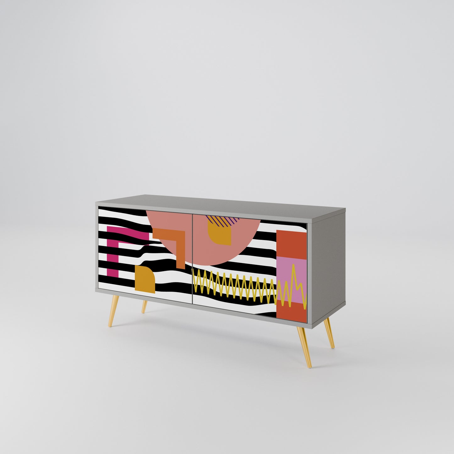 CHROMATIC ABSTRACT Kompakt TV-bänk med 2 dörrar