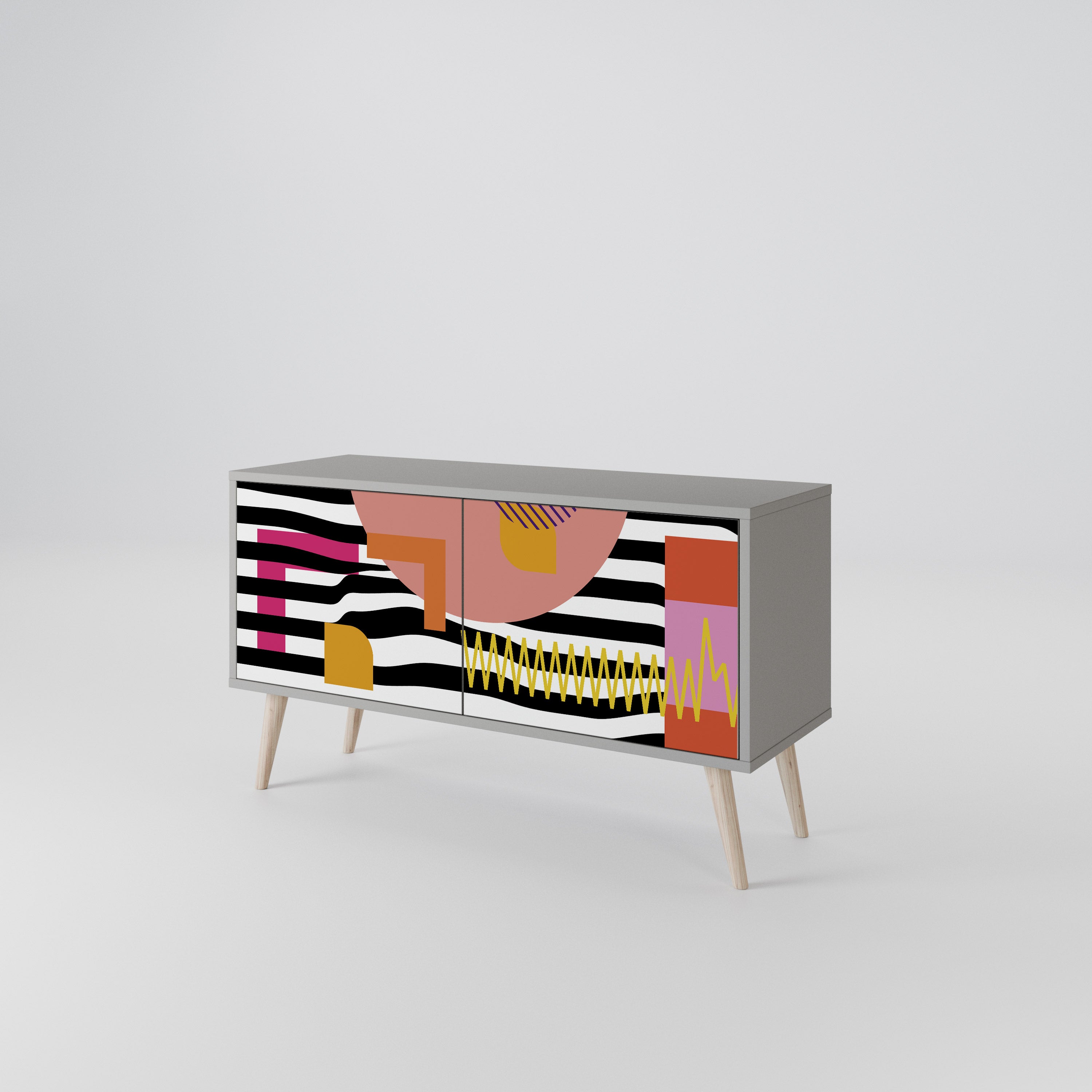CHROMATIC ABSTRACT Compact 2-Door TV Cabinet