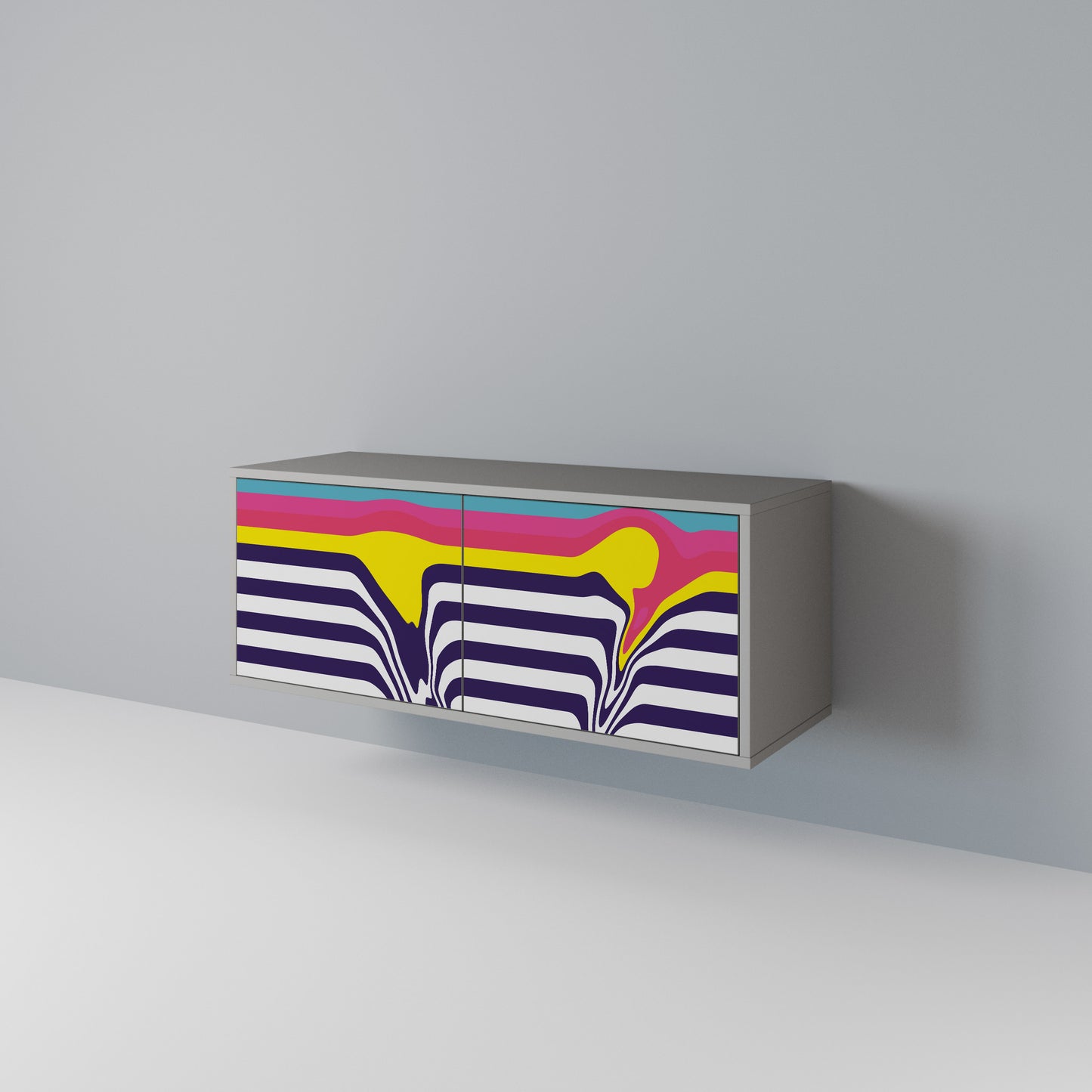 COLORFUL DIVERSION Kompakt TV-bänk med 2 dörrar