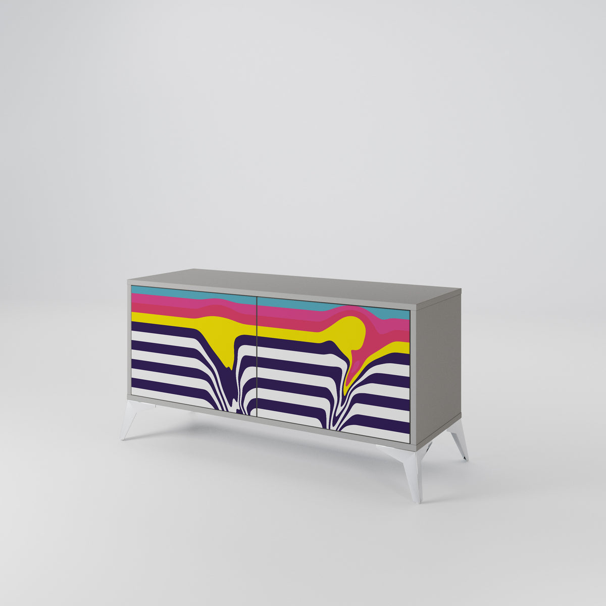 COLORFUL DIVERSION Kompakt TV-bänk med 2 dörrar
