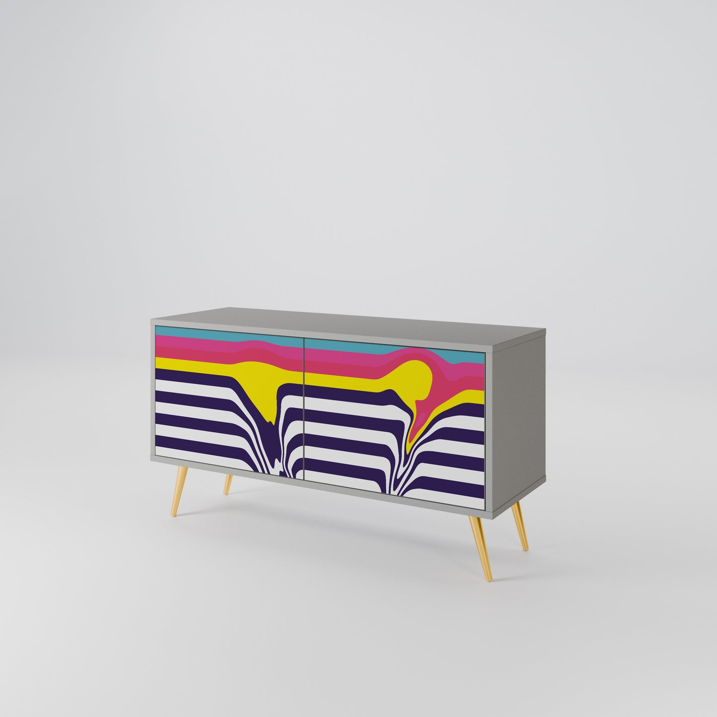 COLORFUL DIVERSION Kompakt TV-bänk med 2 dörrar