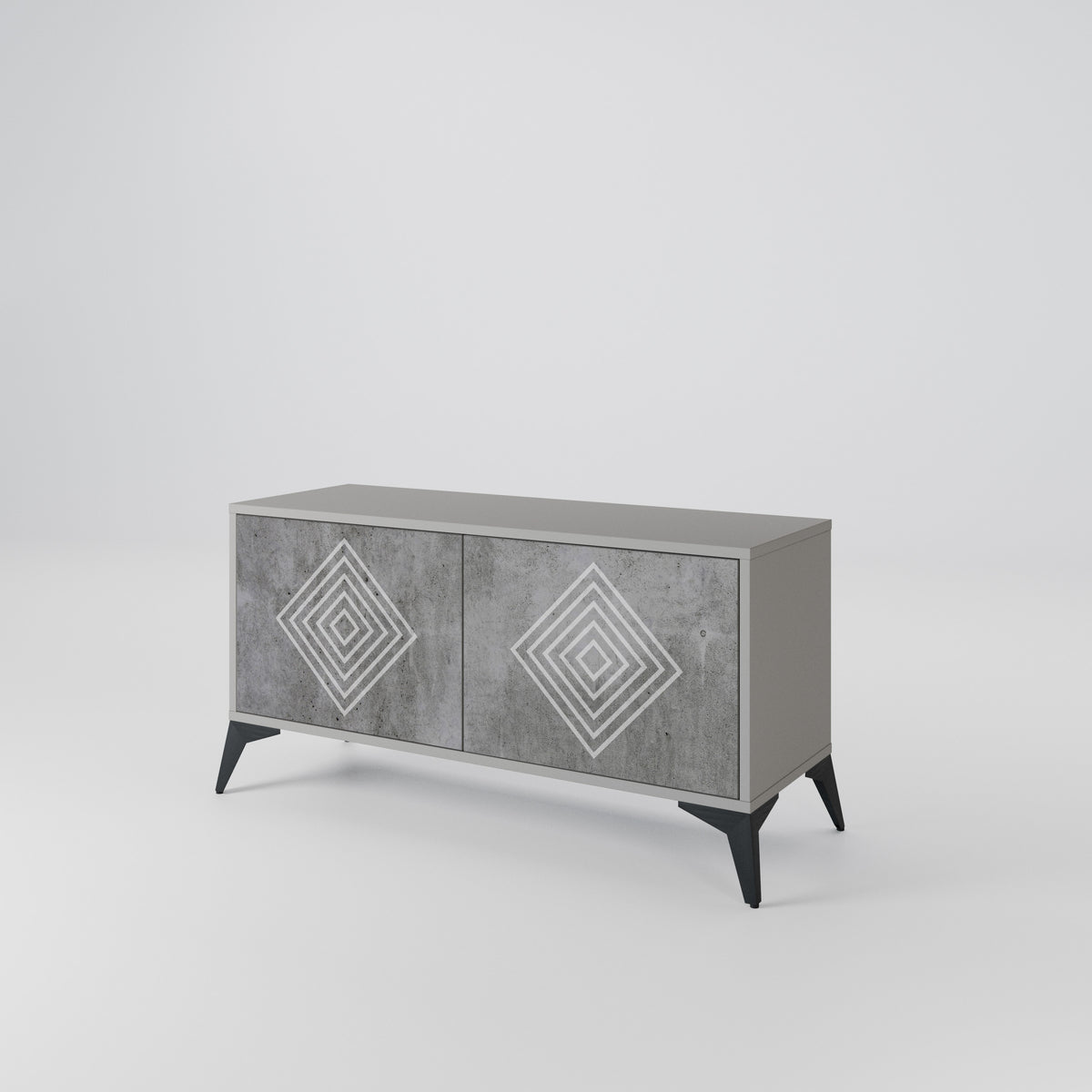 POLYGONAL ARTISTRY Kompakt TV-bänk med 2 dörrar