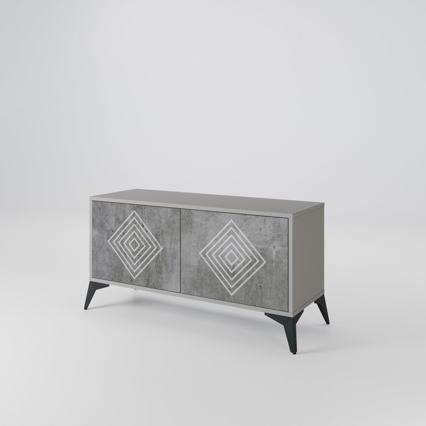POLYGONAL ARTISTRY Kompakt TV-bänk med 2 dörrar