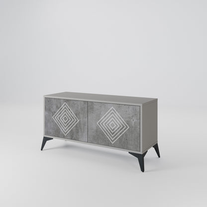 POLYGONAL ARTISTRY Kompakt TV-bänk med 2 dörrar