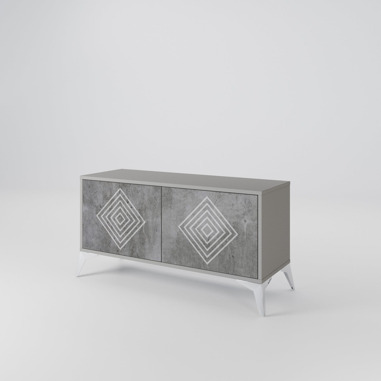 POLYGONAL ARTISTRY Kompakt TV-bänk med 2 dörrar