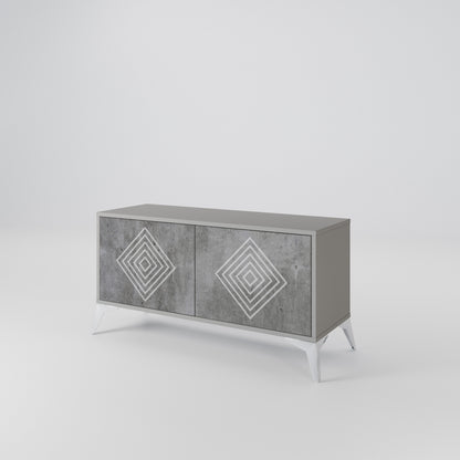 POLYGONAL ARTISTRY Kompakt TV-bänk med 2 dörrar