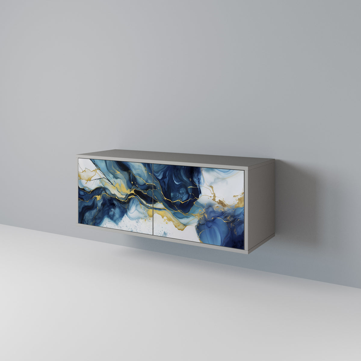 INKY MARBLE Kompakt TV-bänk med 2 dörrar