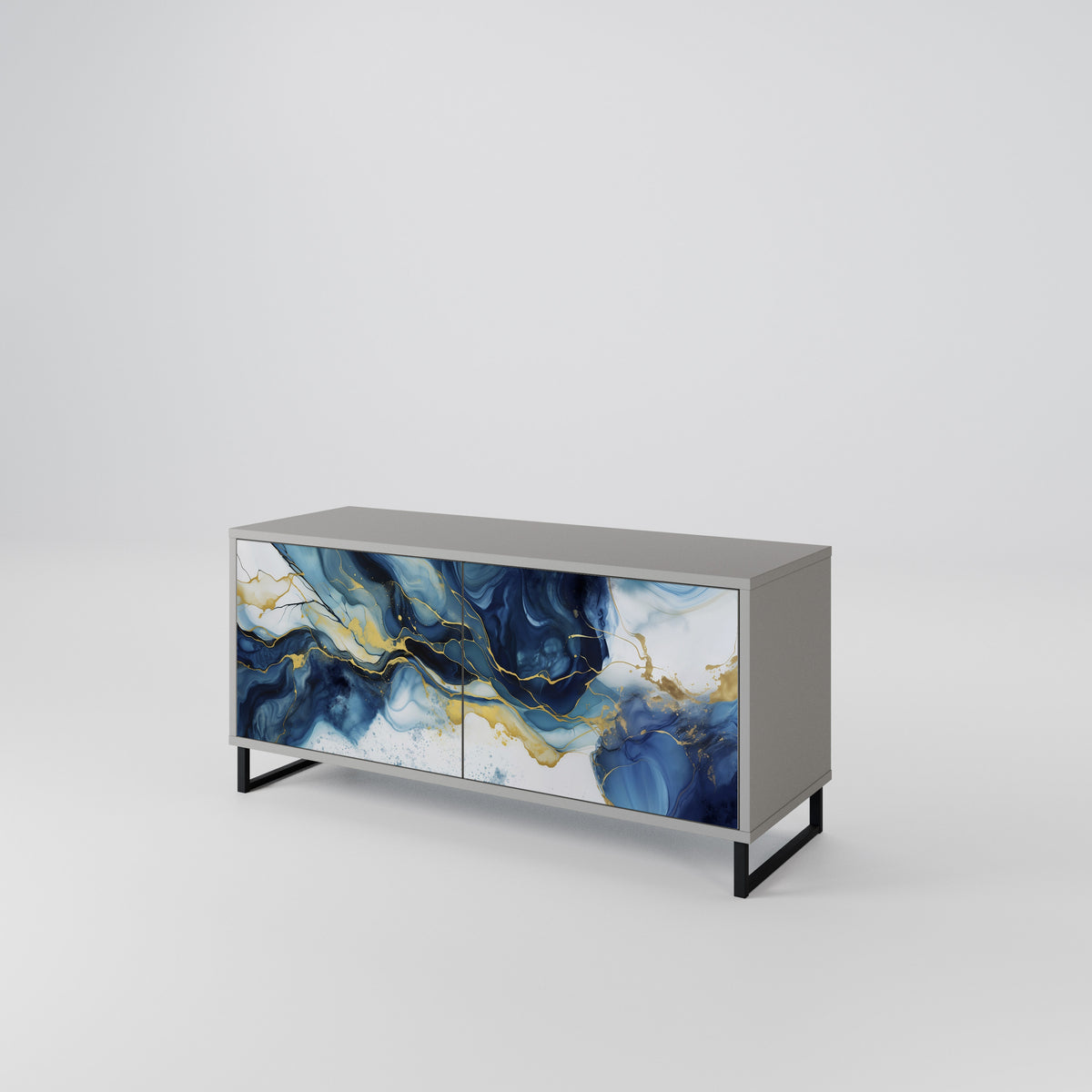 INKY MARBLE Kompakt TV-bänk med 2 dörrar