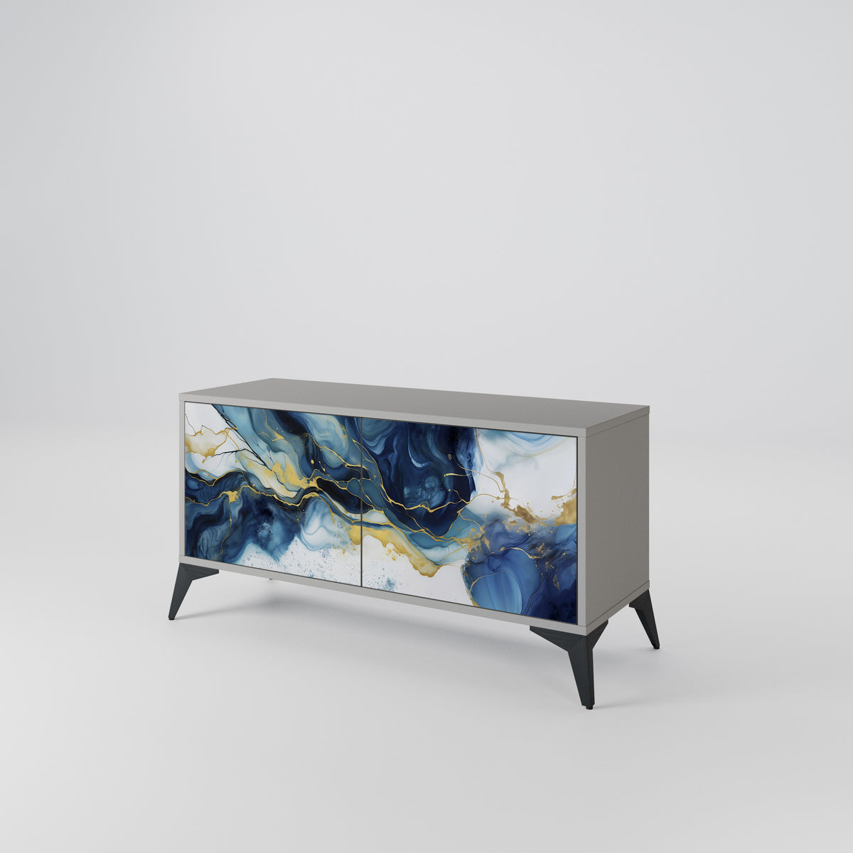 INKY MARBLE Kompakt TV-bänk med 2 dörrar